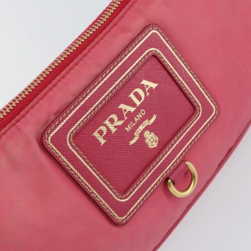 PRADA Shoulder Bag Nylon Leather Pink Gold Auth 155082 - Picture 12 of 16
